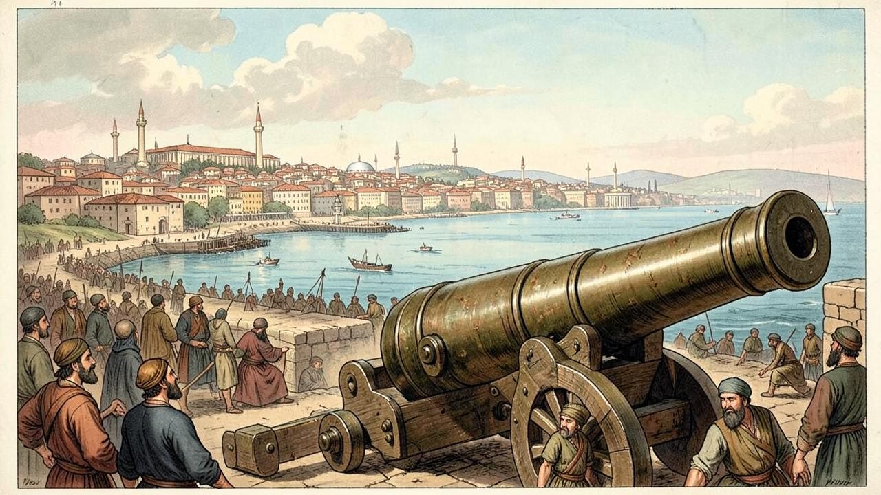 Ottoman siege artillery before the city, 1453